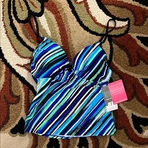 Striped Blue and Black Padded Swimming Tank
